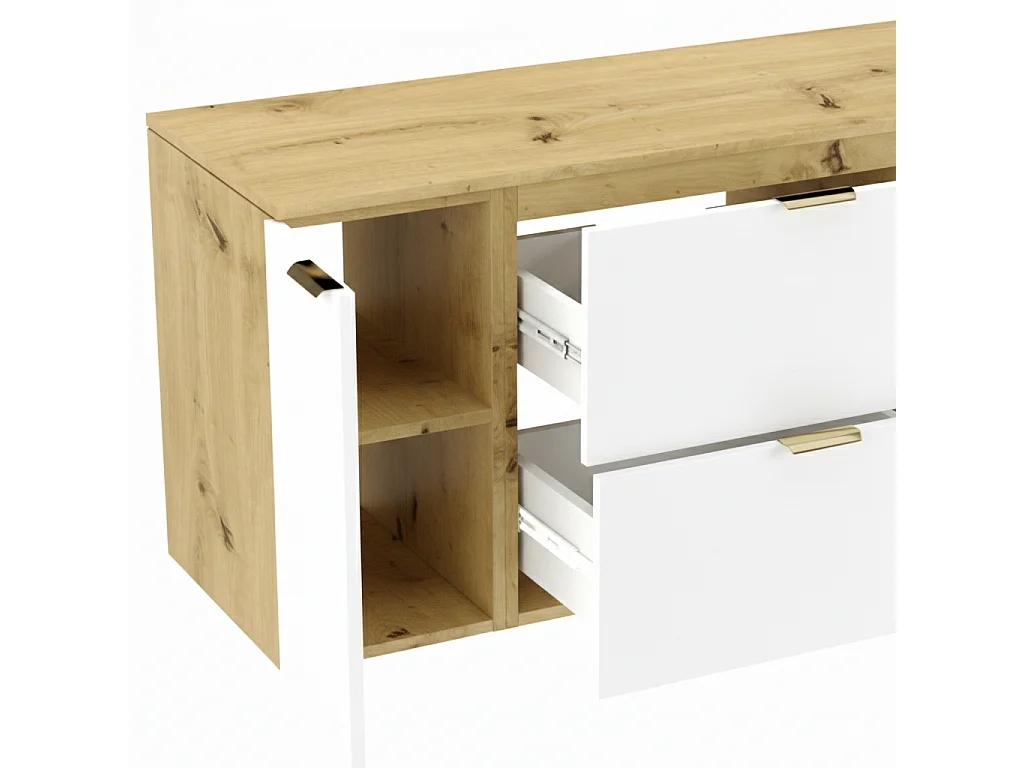 Badkamerset 120 cm Kast met blad Kolom Eiken Artisan / Wit Orio