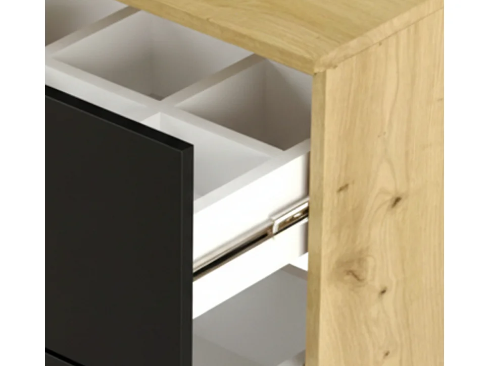 Badezimmer-Set 120 cm Schrank mit Waschtisch Säule Eiche Artisan / Schwarz Orio