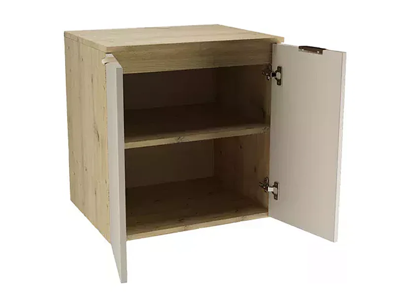 Ensemble pour salle de bain 60 cm Armoire avec plan de travail et lavabo 2 portes Chêne Artisan / Cachemire Orio