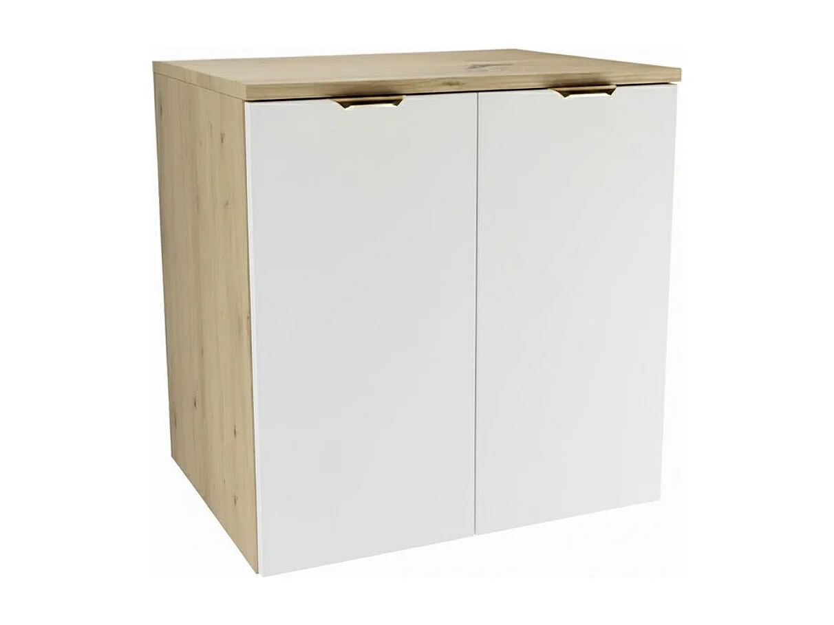 Ensemble pour salle de bain 60 cm Armoire avec plan de travail et lavabo 2 portes Chêne Artisan / Blanc Orio