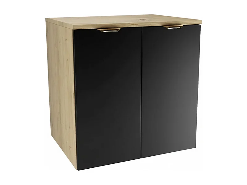 Badkamerset 60 cm Kast met blad en wastafel 2 deuren Eiken Artisan / Zwart Orio