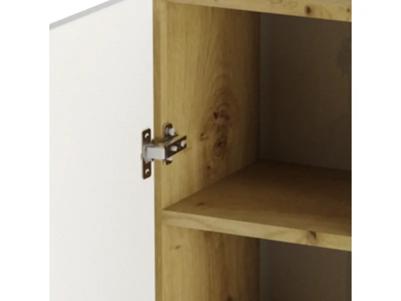 Armoire de salle de bain colonne haute 120 cm 1 porte cachemire / noyer