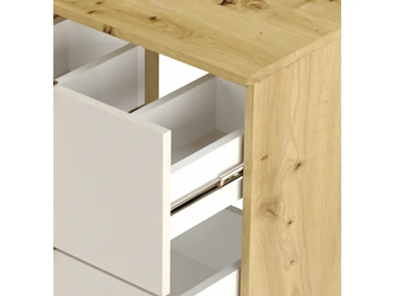 Waschbeckenschrank mit Waschtischplatte 120 cm, 2 Schubladen, 2 Türen, Eiche Artisan / Weiß Orio