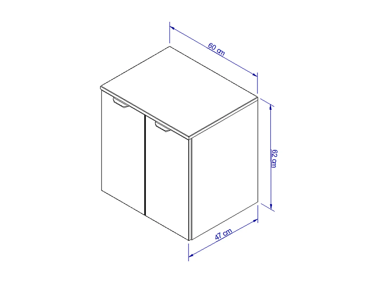 Meuble sous lavabo avec plateau 60 cm, 2 portes, chêne Artisan / noir Orio