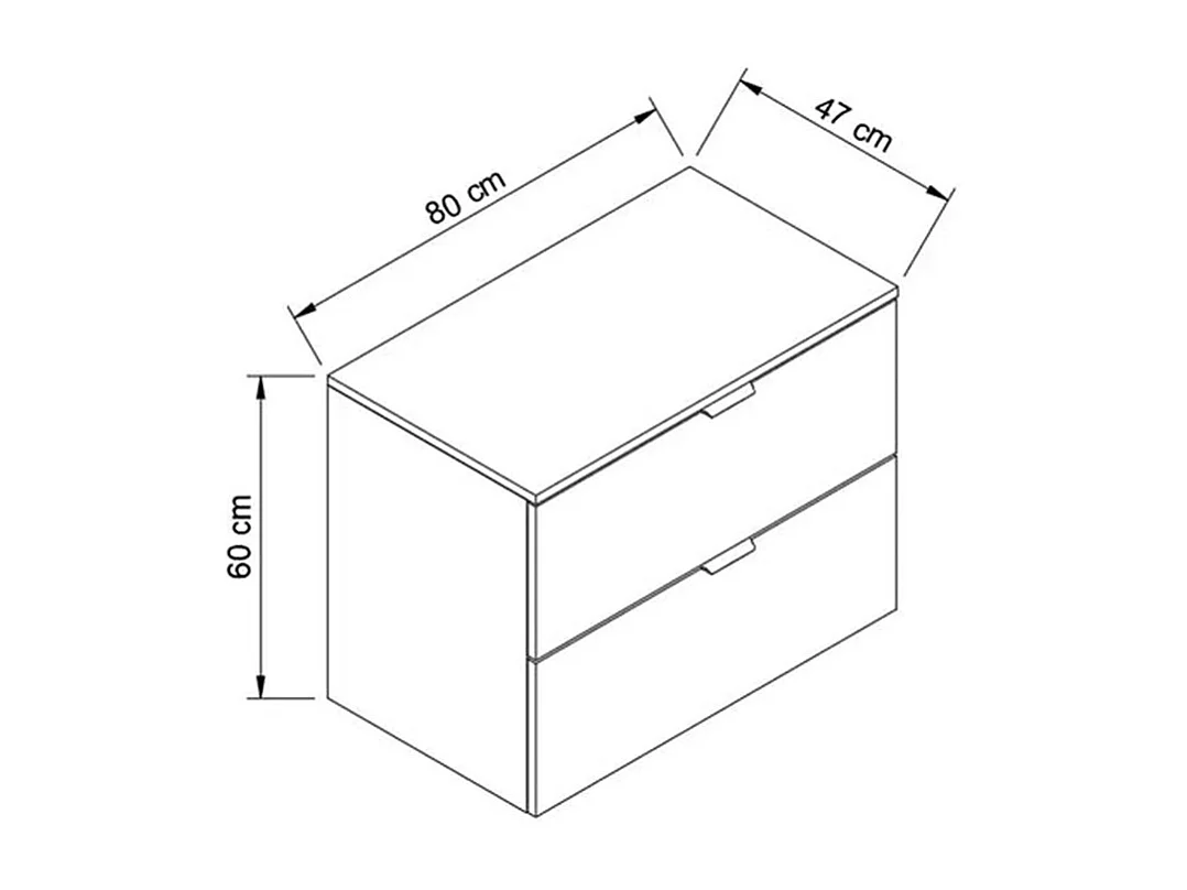 Meuble sous lavabo avec plan de travail 80 cm, 2 tiroirs, chêne Artisan / noir Orio
