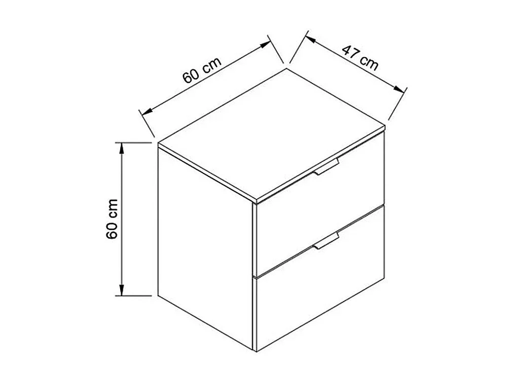 Waschbeckenunterschrank mit Waschtischplatte 60 cm, 2 Schubladen, Eiche Artisan / Weiß Orio