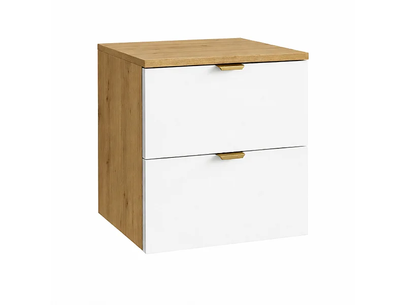 Waschbeckenunterschrank mit Waschtischplatte 60 cm, 2 Schubladen, Eiche Artisan / Weiß Orio