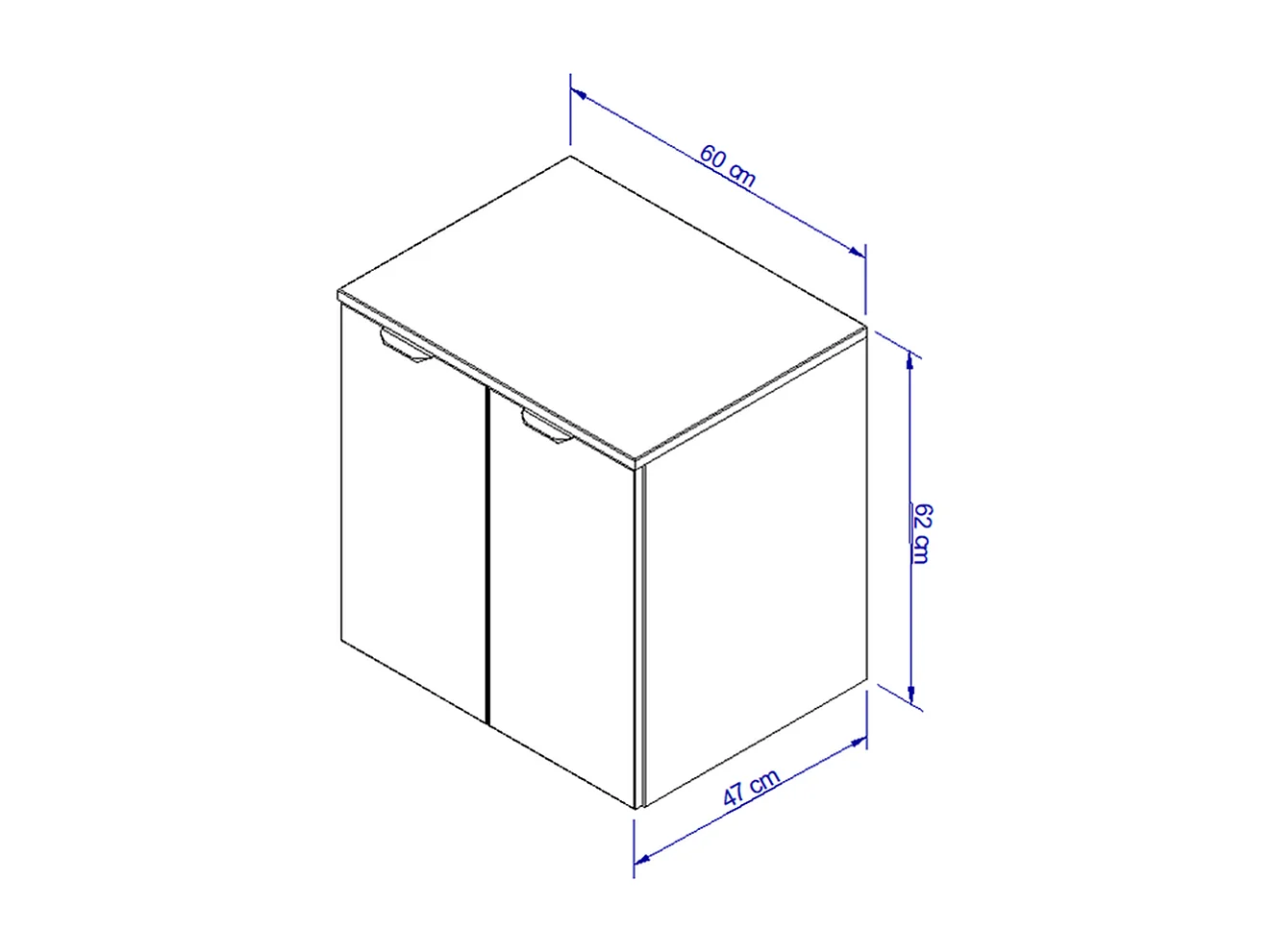 Armario de cachemira para lavabo con encimera de 60 cm y 2 puertas Orio