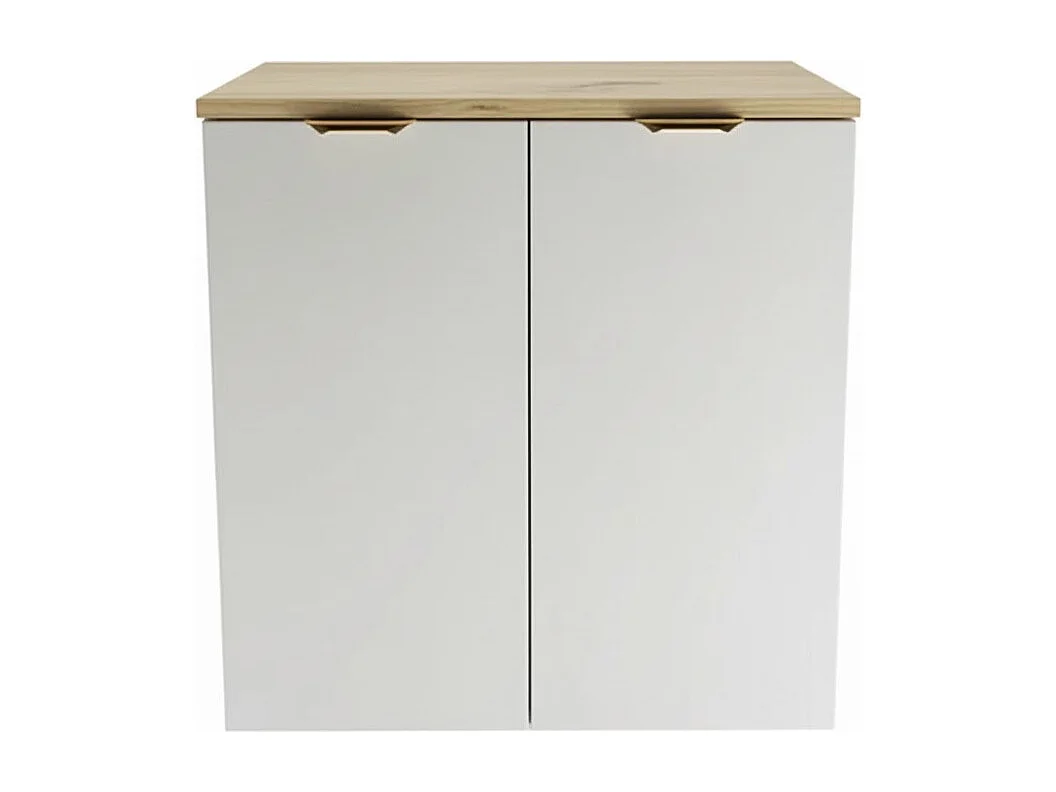 Waschbeckenunterschrank mit Arbeitsplatte 60 cm, 2 Türen, Eiche Artisan / Weiß Orio