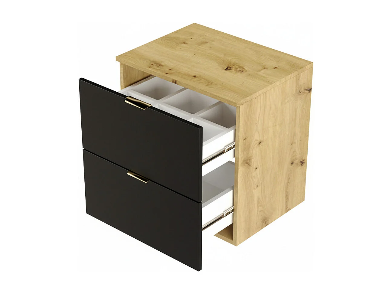 Ensemble pour salle de bain 80 cm Armoire avec plateau, étagère et lavabo Chêne Artisan / Noir Orio