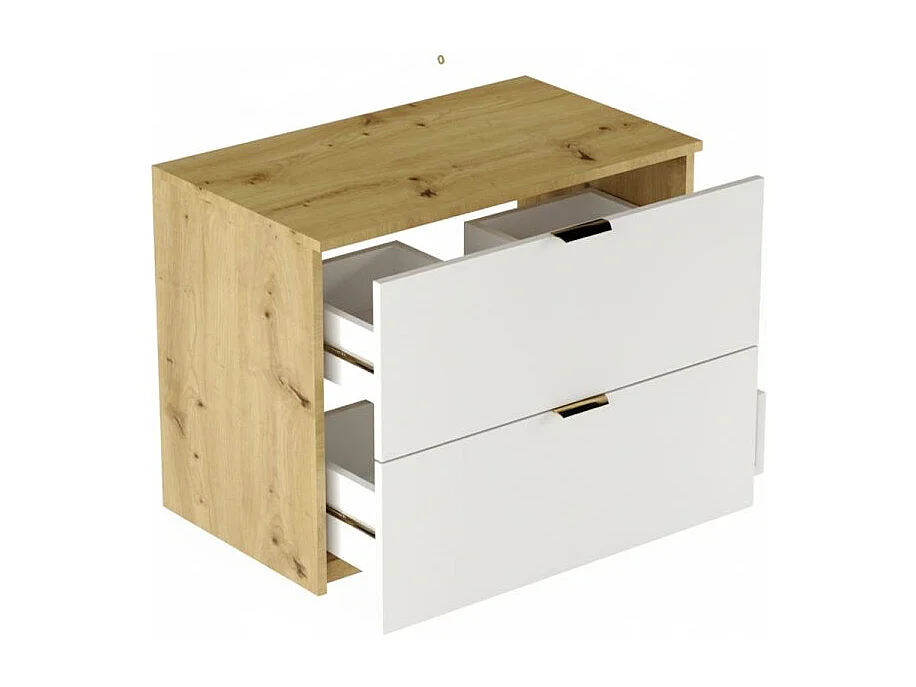 Waschbeckenunterschrank mit Waschtischplatte 80 cm, 2 Schubladen, Eiche Artisan / Weiß Orio