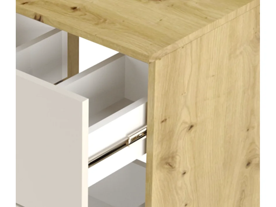 Badezimmer-Set 120 cm Schrank mit Arbeitsplatte Schrank mit Korb Regal Eiche Artisan / Kaschmir Orio