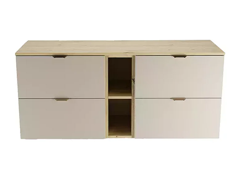 Badezimmer-Set 140 cm Schrank mit Arbeitsplatte und Regal Eiche Artisan / Kaschmir Orio