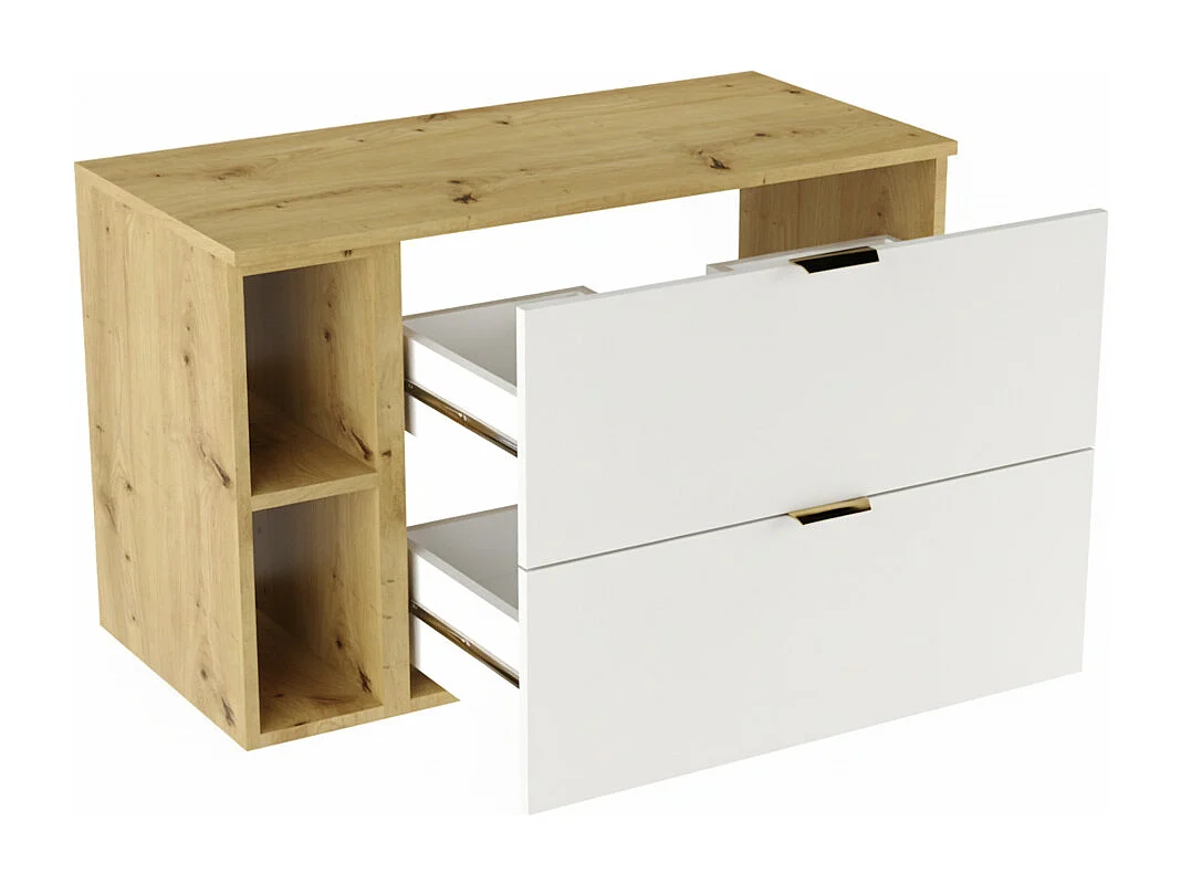 Badezimmer-Set 100 cm Schrank mit Arbeitsplatte und Regal Eiche Artisan / Weiß Orio