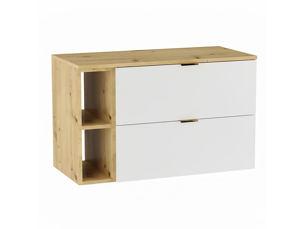 Badezimmer-Set 100 cm Schrank mit Arbeitsplatte und Regal Eiche Artisan / Weiß Orio