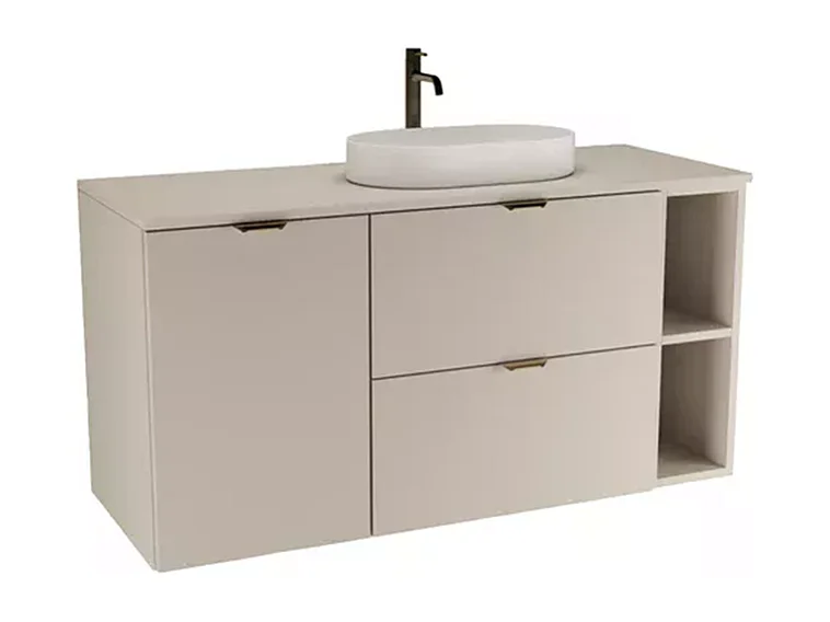 Kaschmir-Badezimmerset 120 cm Schrank mit Arbeitsplatte Schrank mit Korb Regal Orio
