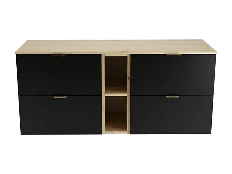 Conjunto para baño 140 cm Armario con encimera y estantería Roble Artisan / Negro Orio