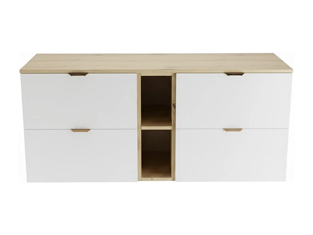 Badezimmer-Set 140 cm Schrank mit Waschtisch und Regal Eiche Artisan / Weiß Orio