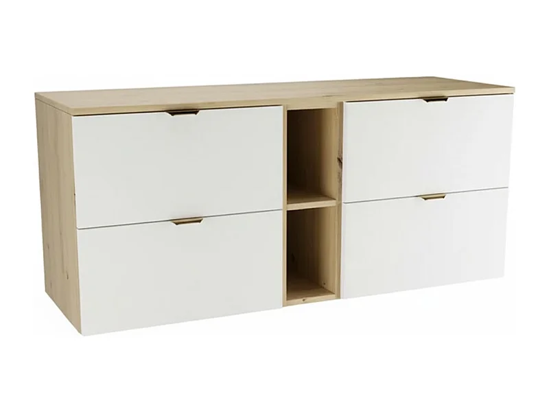 Badezimmer-Set 140 cm Schrank mit Waschtisch und Regal Eiche Artisan / Weiß Orio