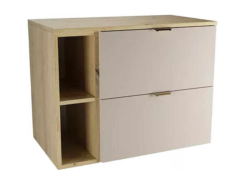 Badezimmer-Set 80 cm Schrank mit Arbeitsplatte und Regal Eiche Artisan / Kaschmir Orio