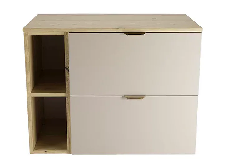 Badezimmer-Set 80 cm Schrank mit Arbeitsplatte und Regal Eiche Artisan / Kaschmir Orio