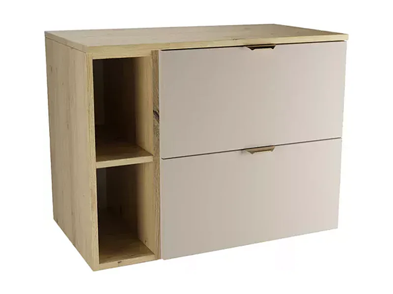 Badezimmer-Set 80 cm Schrank mit Arbeitsplatte und Regal Eiche Artisan / Kaschmir Orio