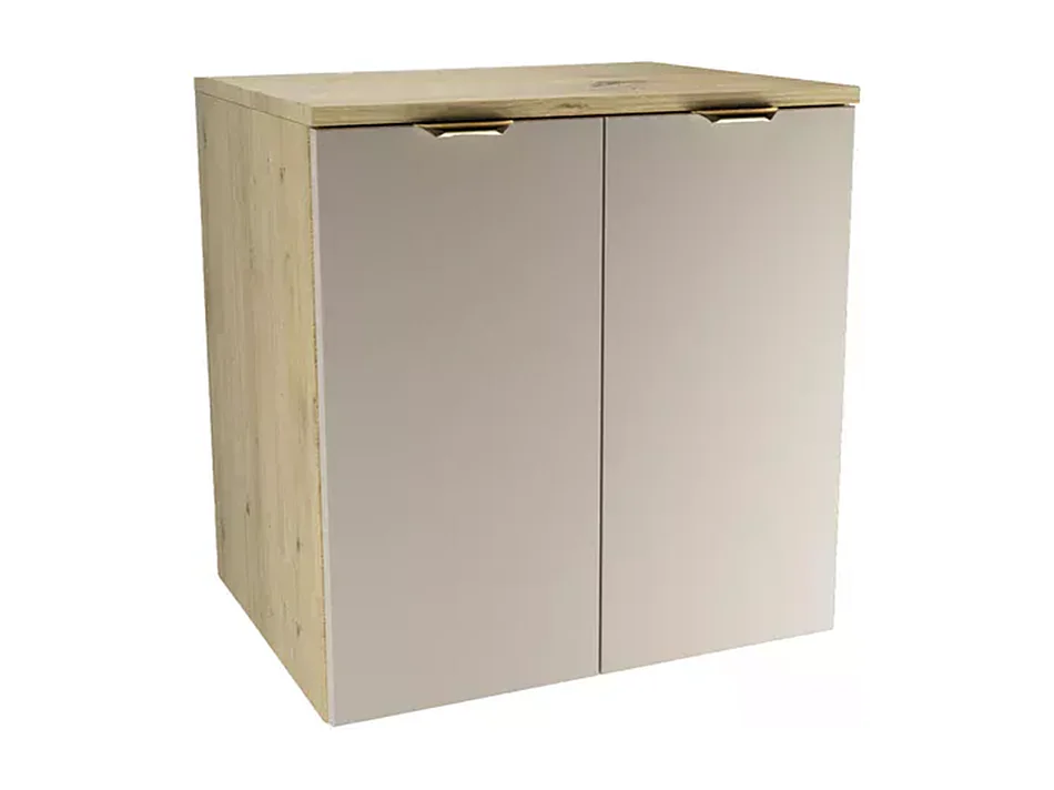 Waschbeckenunterschrank mit Arbeitsplatte 60 cm, 2 Türen, Eiche Artisan / Kaschmir Orio