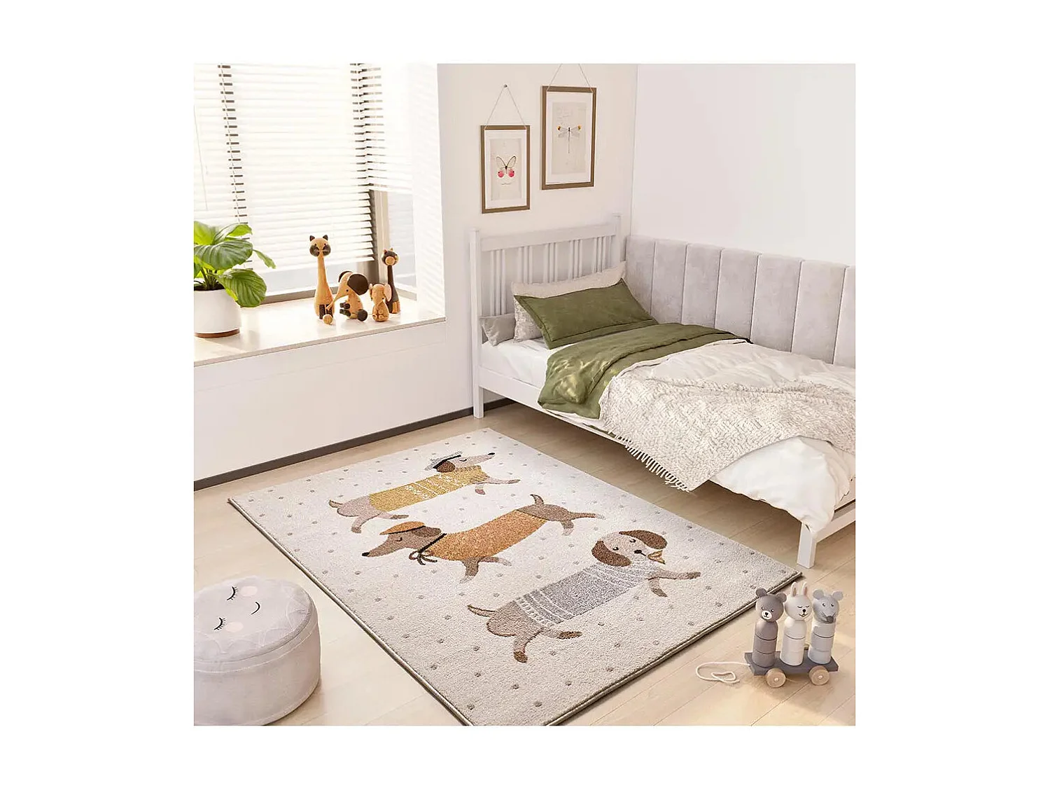 Tapis enfant - chiens saucisses - blanc - 120 x 170 cm - BEATS