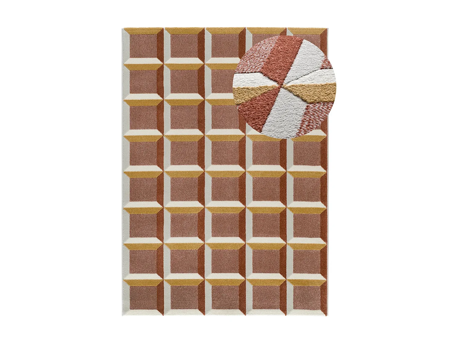 Tapis intérieur - géométrique avec relief - rouille - 80 x 150 cm - AMARA