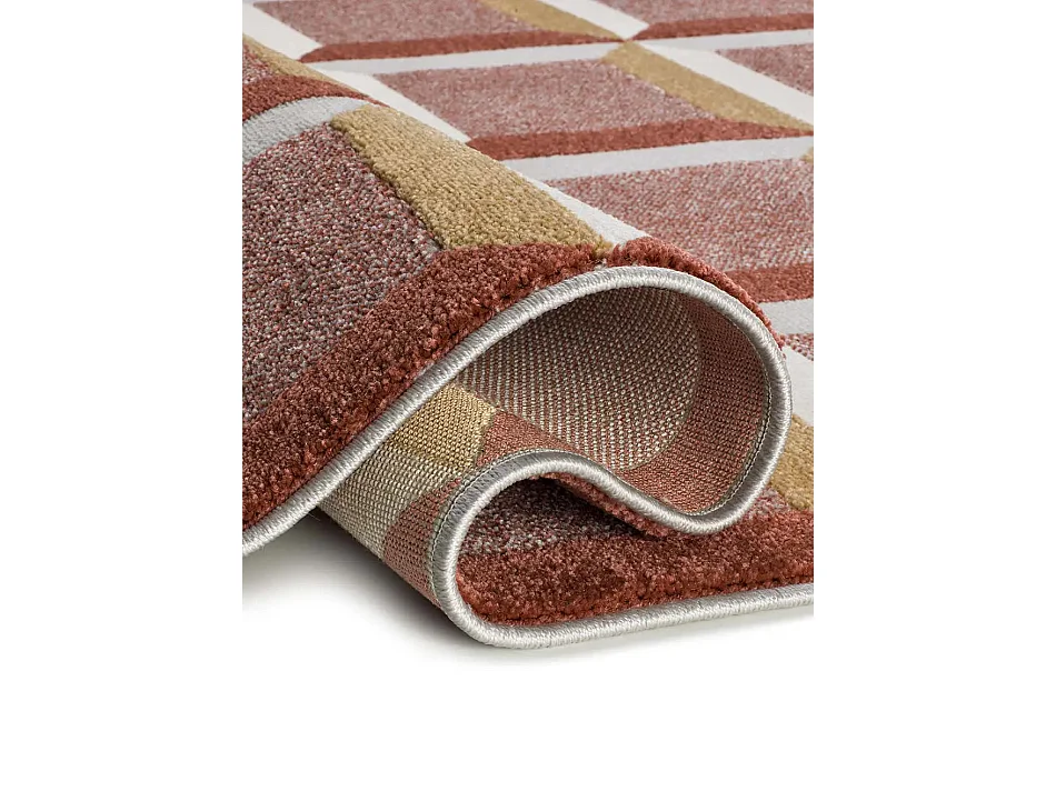 Tapis intérieur - géométrique avec relief - rouille - 80 x 150 cm - AMARA