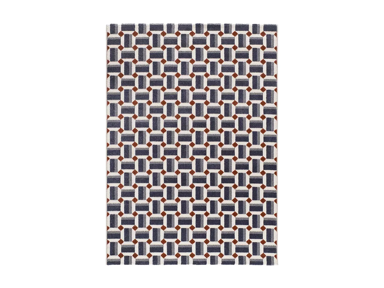Tapis intérieur - géométrique avec relief - bleu / blanc - 200 x 290 cm - AMARA