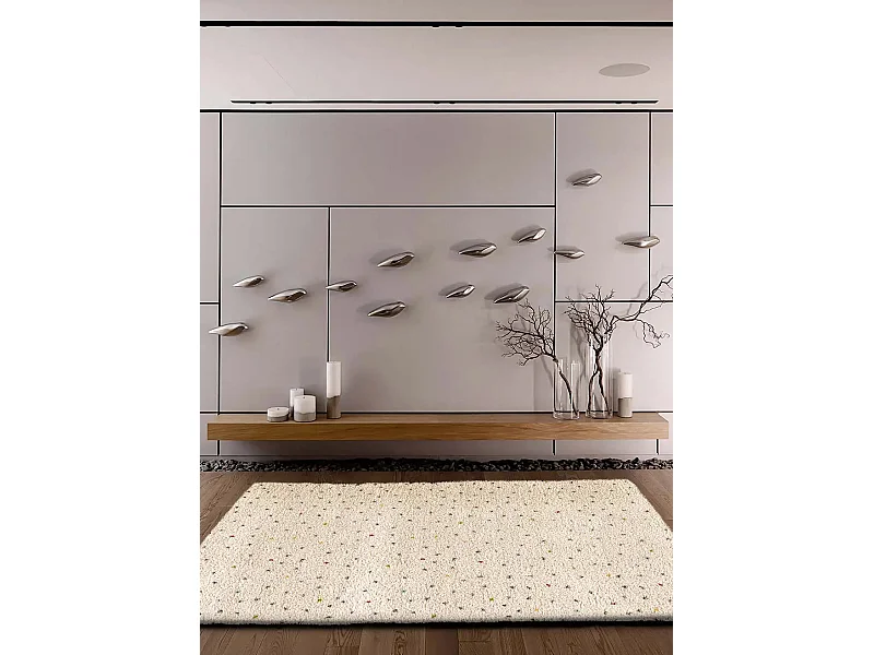 Hoogpolig tapijt - shaggy modern - crème / veelkleurig - 160x230 cm - LUSH