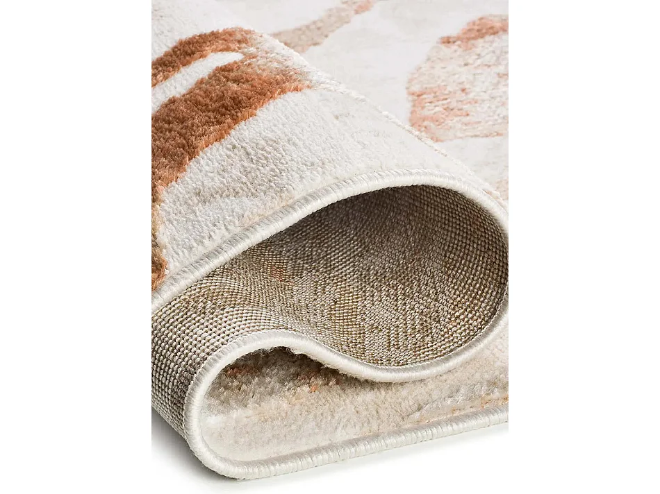 Tapis intérieur - abstrait avec relief - beige / rouille - 192 x 290 cm - KEOPS