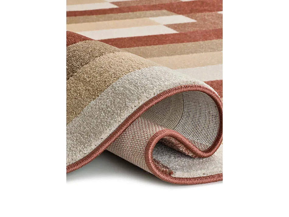 Tapis intérieur - géométrique - rouille / beige - 80 x 150 cm - ASTRA