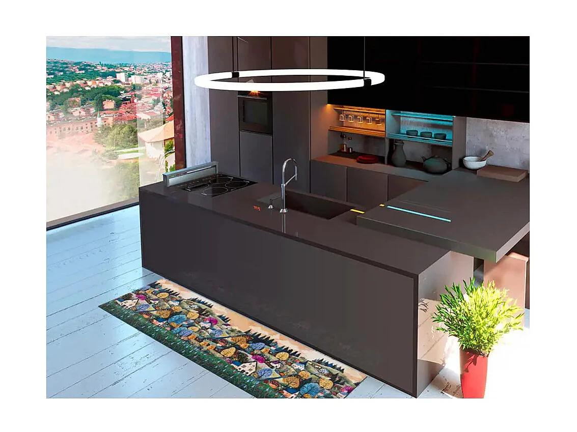Tapete cozinha - desenhos de paisagens - multicolorido - 52 x 100 cm - RICCI
