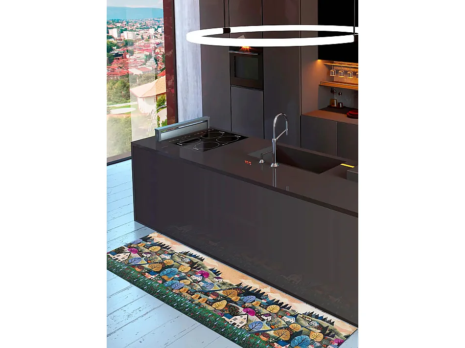 Keukentapijt - landschapstekeningen - veelkleurig - 52x100 cm - RICCI