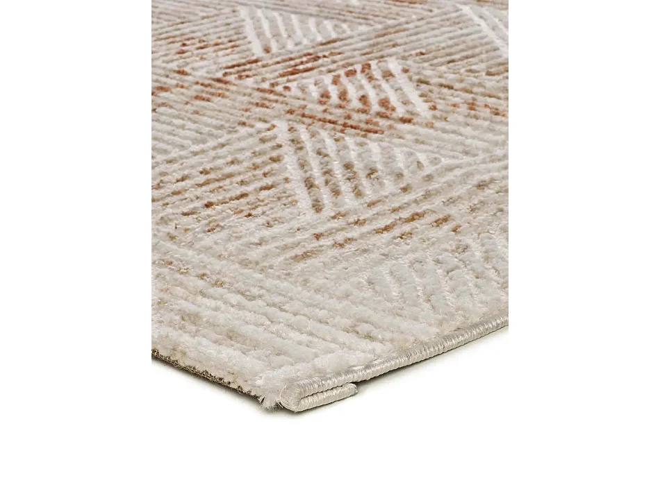Tapis intérieur - géométrique avec relief - beige / rouille - 134 x 200 cm - KEOPS