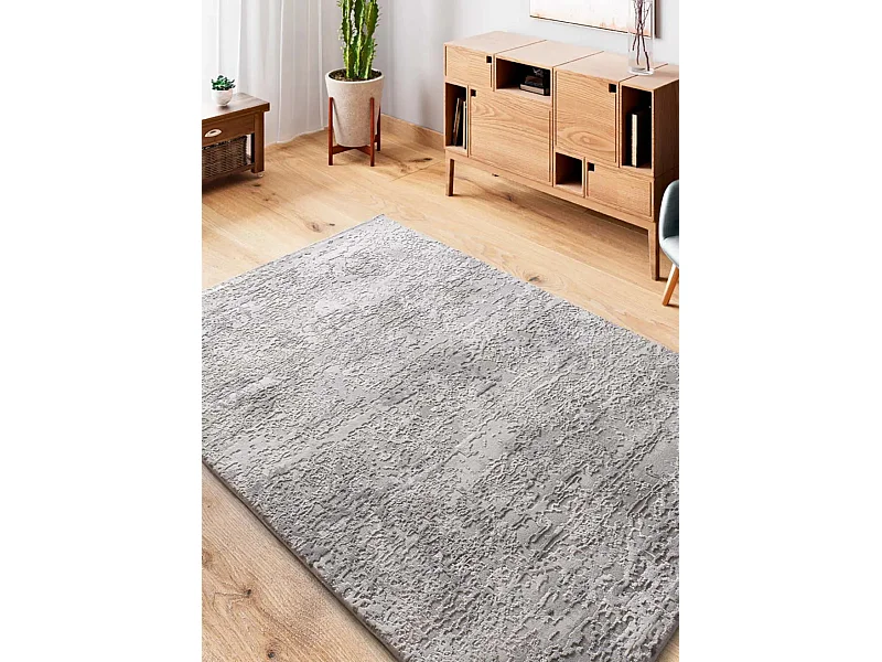 Tapis intérieur - abstrait avec relief - gris - 77 x 150 cm - ORIS