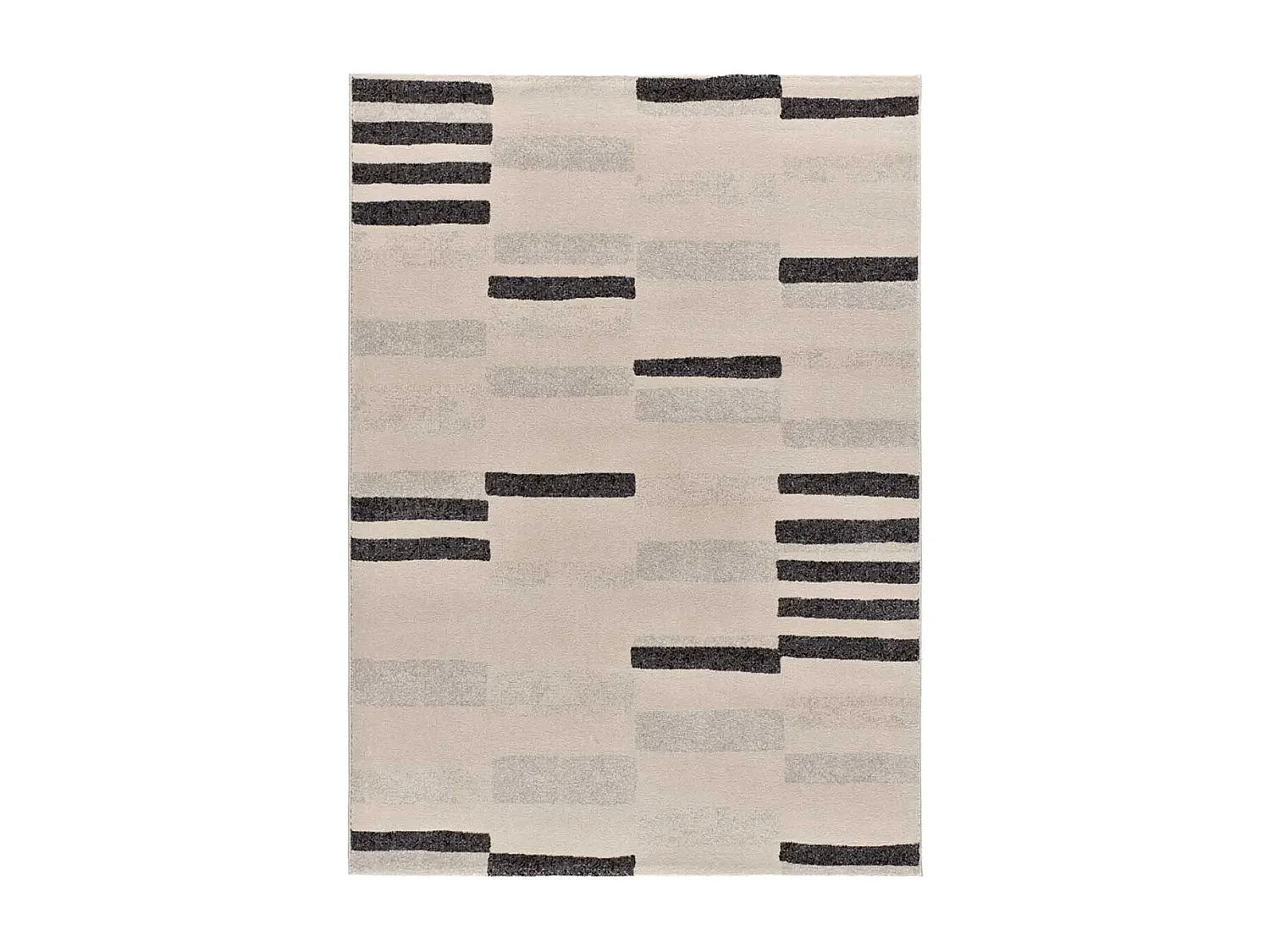 Laagpolig tapijt - geometrisch - beige / zwart - 140x200 cm - LESSIA