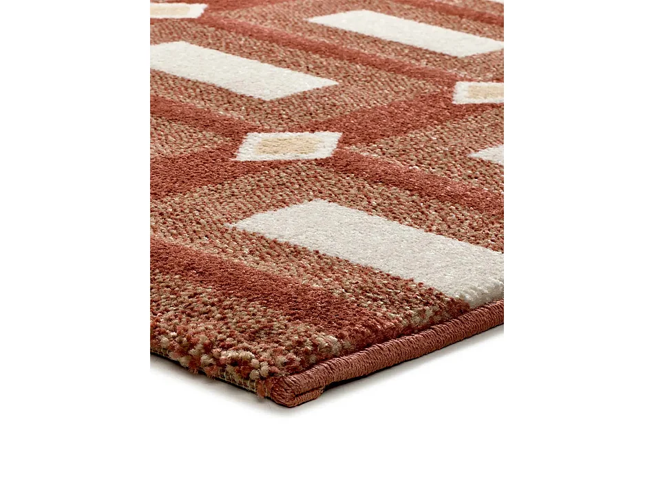 Tapis intérieur - géométrique - rouille / beige - 133 x 190 cm - ASTRA