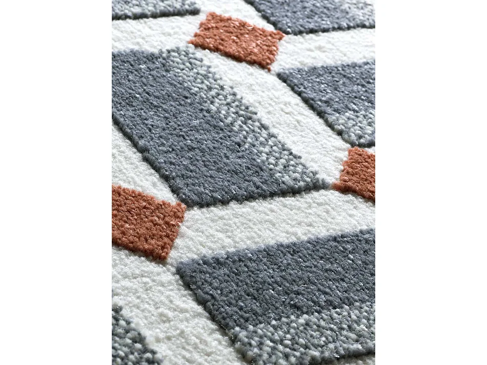 Tapis intérieur - géométrique avec relief - bleu / blanc - 133 x 190 cm - AMARA