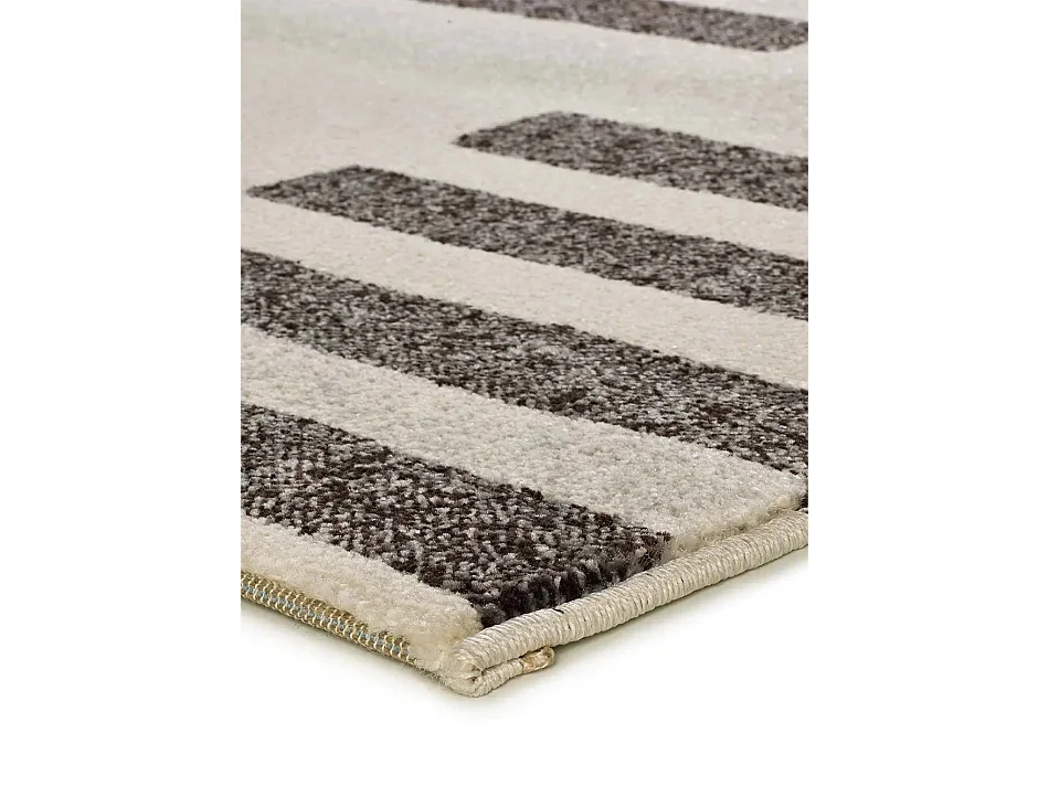 Laagpolig tapijt - geometrisch - beige / zwart - 160x230 cm - LESSIA