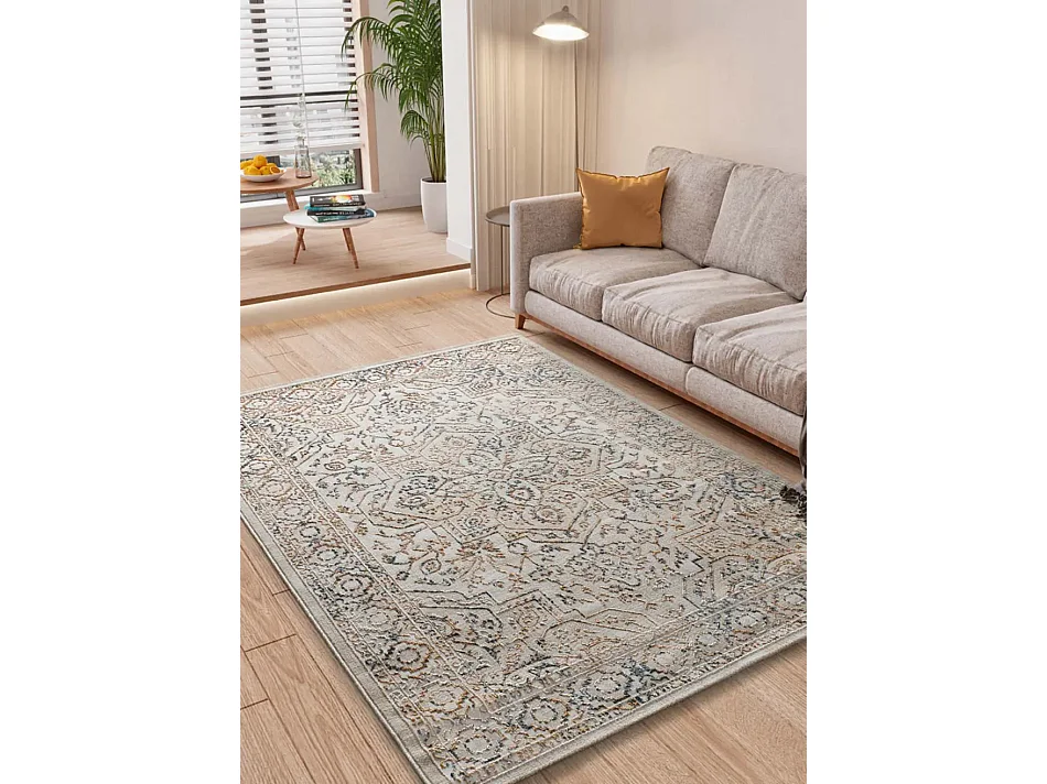 Laagpolig tapijt - vintage met reliëf - veelkleurig - 134x200 cm - KEOPS