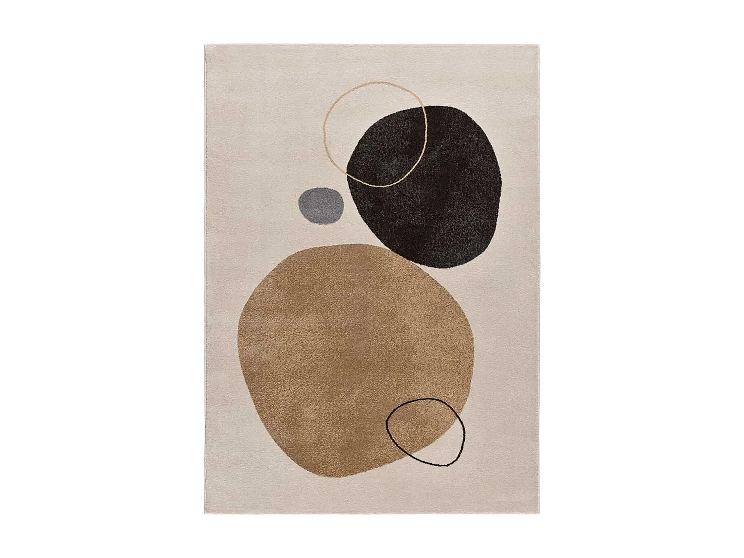 Laagpolig tapijt - organische vormen - beige / zwart - 80x150 cm - LESSIA