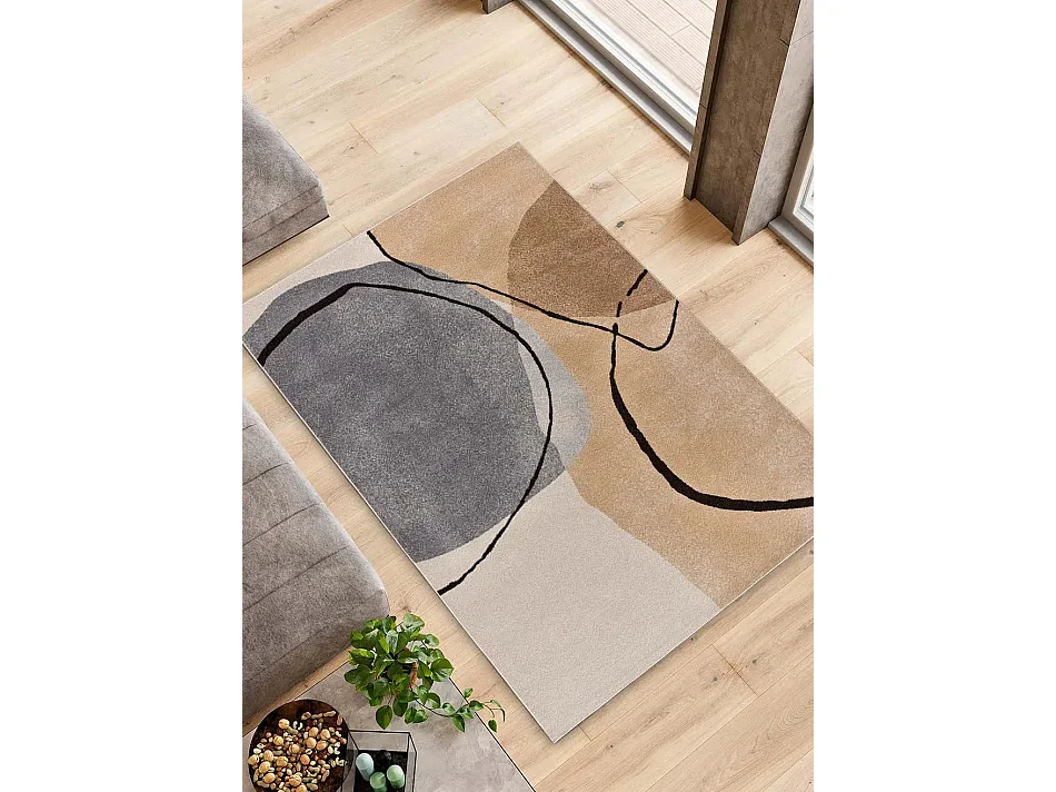 Tapis intérieur - abstrait - beige / gris - 120 x 180 cm - LESSIA