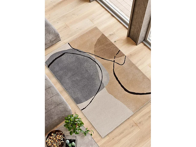 Tapis intérieur - abstrait - beige / gris - 120 x 180 cm - LESSIA