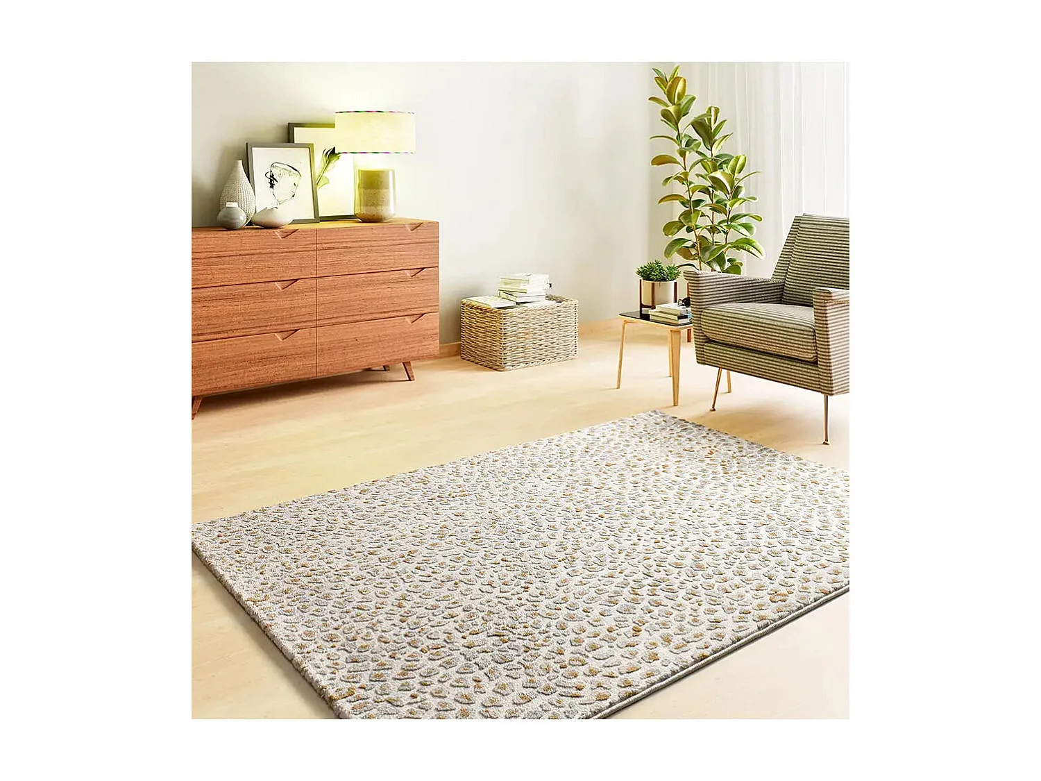 Tapis intérieur - moderne avec relief - gris / crème - 160 x 230 cm - AMARA