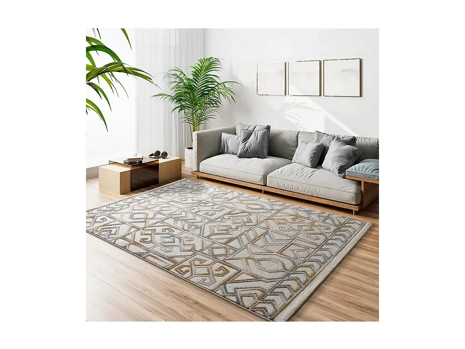 Tapis intérieur - ethnique avec relief - crème / multicolore - 133 x 190 cm - AMARA