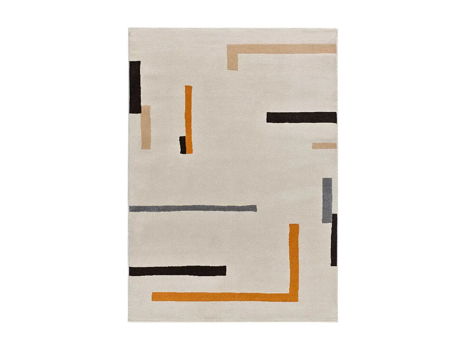 Kurzflorteppich - geometrisch - beige / orange - 160x230 cm - LESSIA