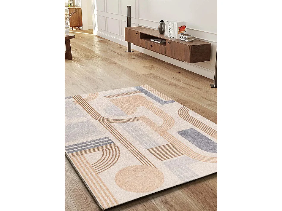 Tapis intérieur - géométrique - beige / multicolore - 160 x 230 cm - ASTRA